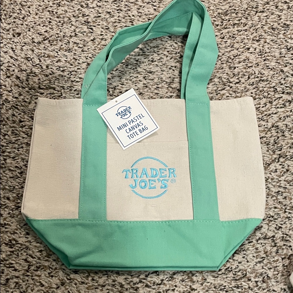 Trader joes Pastel Canvas Tote Bag in Mint